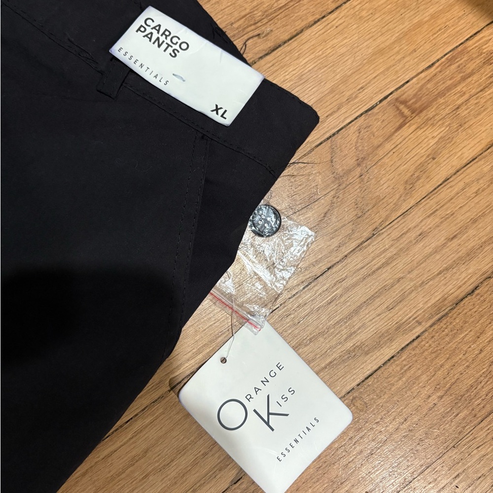 Orange Kiss Black Cargo Pants Utility Style - Picture 2 of 4